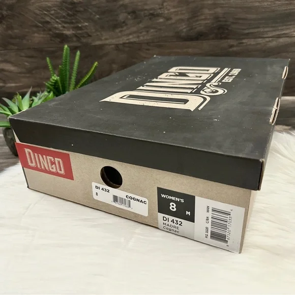 NIB Dingo Dan Post Madre Western Boots Harness Studs Cognac Leather - Picture 13 of 14